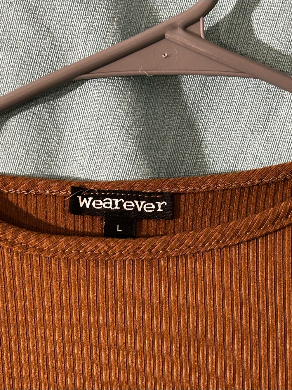 WeArever Rust Brown Ruched Ribbed Crop Top - Picture 2 of 3